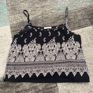 Black bandana print crop top.